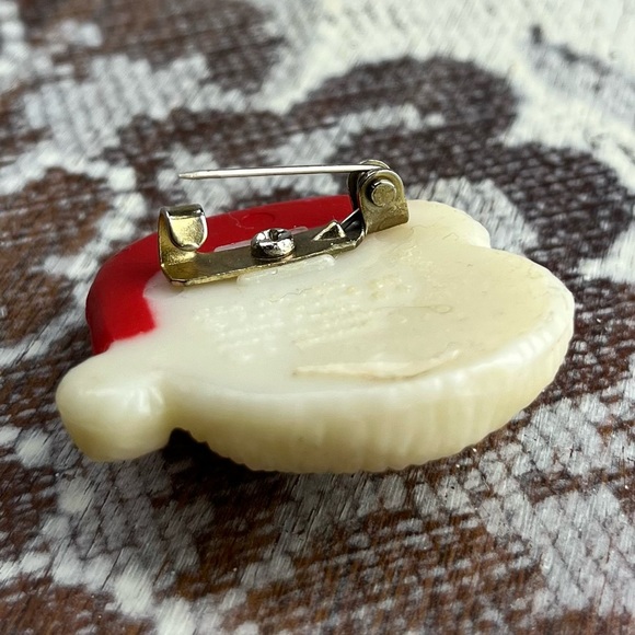 VINTAGE 70s 80s S Lehman Fun World Santa CLAUS Smiling Face Brooch Christmas Pin - Picture 8 of 8